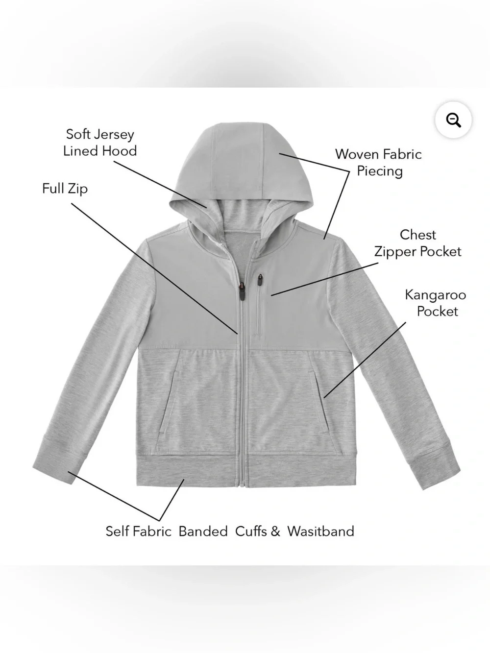 Kids' Grey Hooded Zip Sweatshirt